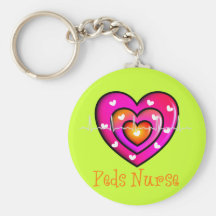 Pediatric Nurse Artsy Pink Heart Design Key Chains
