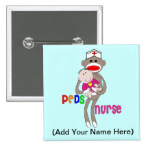 Pediatric Nurse Sock Monkey Design Pin