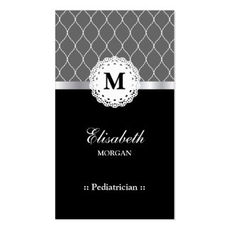 Pediatrician Elegant Black Lace Pattern Business Card