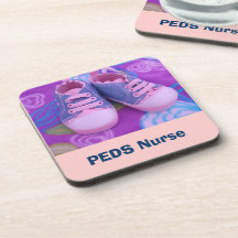 PEDS Nurse coaster gifts Pink Baby Shoes