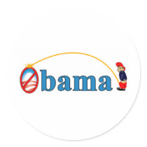 Pee on Obama Round Sticker