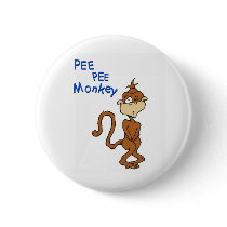 Pee Pee Monkey Pinback Buttons