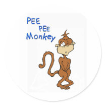 Pee Pee Monkey Round Stickers