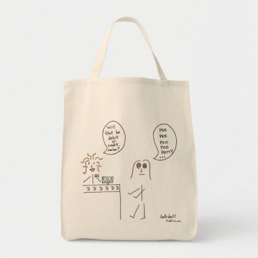 Pee Poo Potty Grocery Tote Canvas Bag