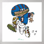 pee wee football kid running with football poster