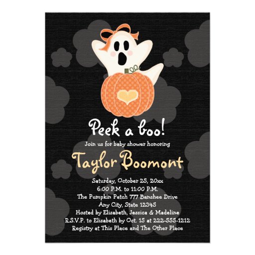 Peek a Boo Ghost Baby Shower Invitations (front side)