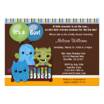Peek a Boo MONSTERS Baby Shower invitation boy PAB