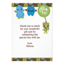 Peek a Boo MONSTERS Thank You 3.5"x5" PABC (FLAT) Invites