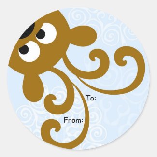 Peek a Boo Reindeer Christmas Tag, To: From: Round Stickers