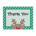 Peek A Boo Reindeer Holiday Thank You Postcard