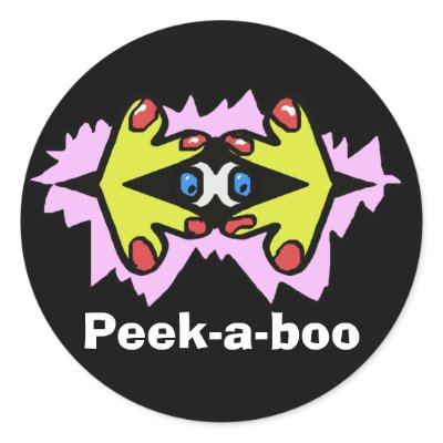 Peek-a-boo Round Stickers by lissame73