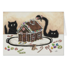 Peek & Boo Black Cat Christmas Card by Bihrle