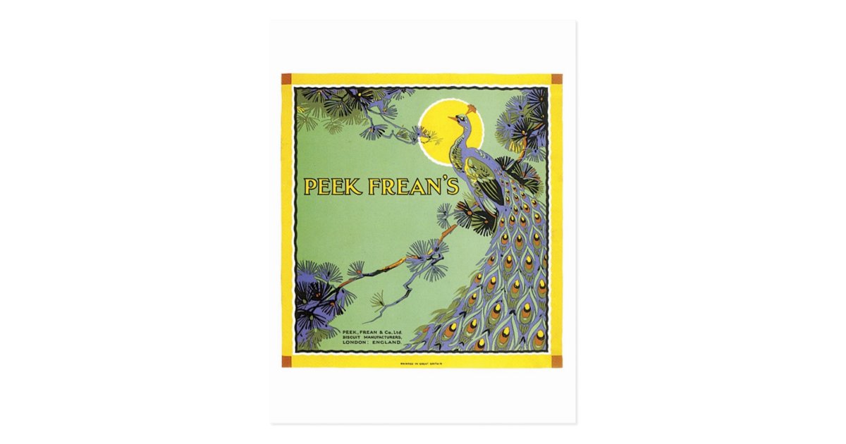 Peek Frean's Peacock Ad Postcard Zazzle