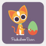 Peekaboo Barn Easter | Purrl the Cat Square Sticker