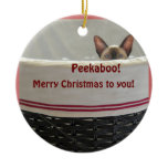 Peekaboo Siamese Kitten, Merry Christmas to you Ornaments
