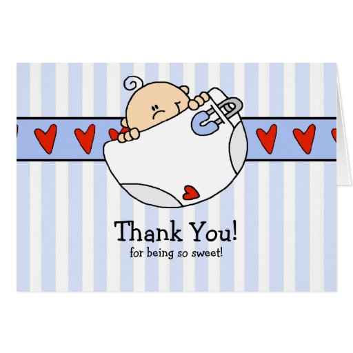 Peeking Baby Boy & Diaper Thank You Note Card Zazzle