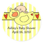 Peeking Baby & Duck Baby Shower Sticker