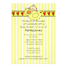 Peeking Baby Duck Neutral Baby Shower Invitation
