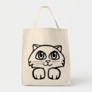 Peeking Kitten Cute Canvas Tote Bag