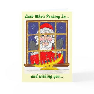 Peeking Santa Holiday Card card