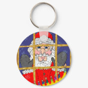 Peeking Santa Keychain keychain