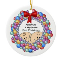 Peeking Twins Baby's First Christmas Ornament