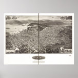 Peekskill New York 1910 Antique Panoramic Map Poster