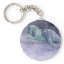 Pegasus Galloping through Storm Clouds keychains