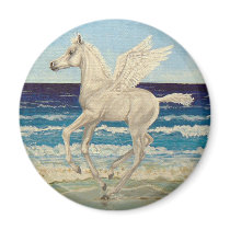 Pegasus Horse Baby on Beach Fantasy magnet by Fine_Art_of_Morgane Pegasus Horse Baby on Beach Fantasy magnet