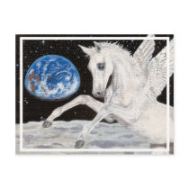 Pegasus horse Moon & Earth Fantasy postcard by Fine_Art_of_Morgane Pegasus horse Moon & Earth Fantasy postcard