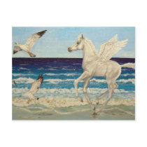 Pegasus Horse & Sea Gulls Fantasy postcard by Fine_Art_of_Morgane Pegasus Horse & Sea Gulls Fantasy postcard