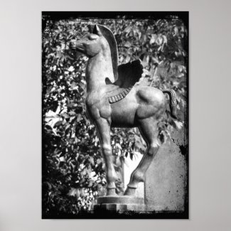 Pegasus in Black and White Grunge Posters