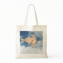Pegasus Looking Down Through Clouds Canvas Bags