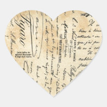 Pegatina antiguo del corazón de la escritura