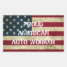 Pegatina auto americano orgulloso del trabajador