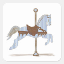 Pegatina azul del caballo del carrusel
