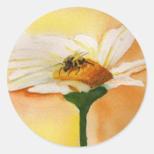 Pegatina de la abeja de la margarita