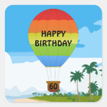Pegatina de la plantilla del cumpleaños del globo 