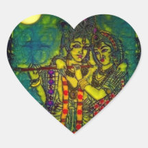 Pegatina del corazón de Radha Krishna1
