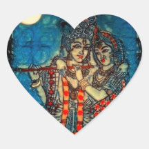 Pegatina del corazón de Radha Krishna2