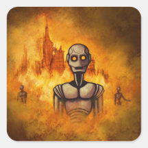 pegatina del scifi de la revolución del robot