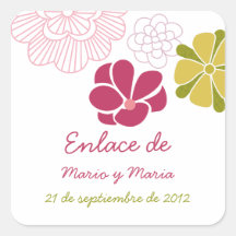 Pegatina personaliza boda flores