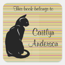 Pegatina personalizado del Bookplate del gato