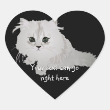 Pegatinas blancos mullidos del corazón del gatito