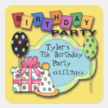 Pegatinas del favor de la fiesta de cumpleaños de 