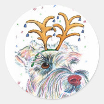 Pegatinas redondos del Schnauzer de Santa