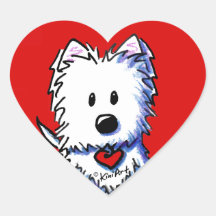 Pegatinas rojos del corazón de KiniArt Westie
