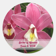Pegatinas rosados del boda de la orquídea