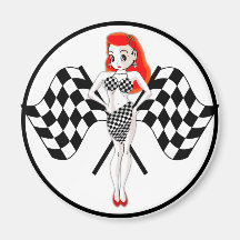 Peggy Pitstop Race Flags Refrigerator Magnet