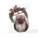 Pekingese candy cane Christmas Card